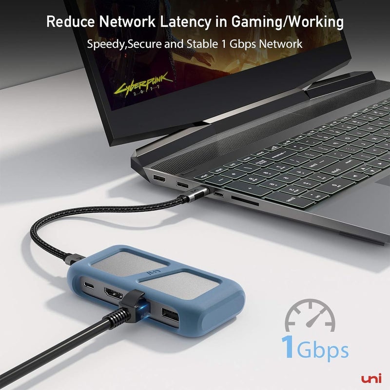 uni USB C Hub Multiport Adapter with Detachable Cable, 8-in-1 USB C Hub with 4K HDMI, 1Gbps Ethernet, SD Card Reader, 100W PD, Compatible for MacBook Pro 2023, iPad Pro 2023, Galaxy S24/S23 & More - Image 3
